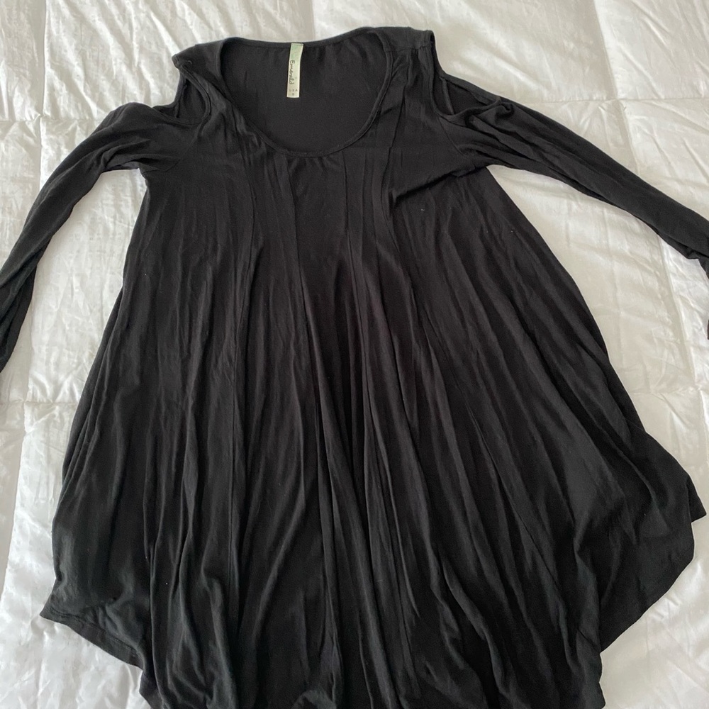 emerald black cold shoulder dress